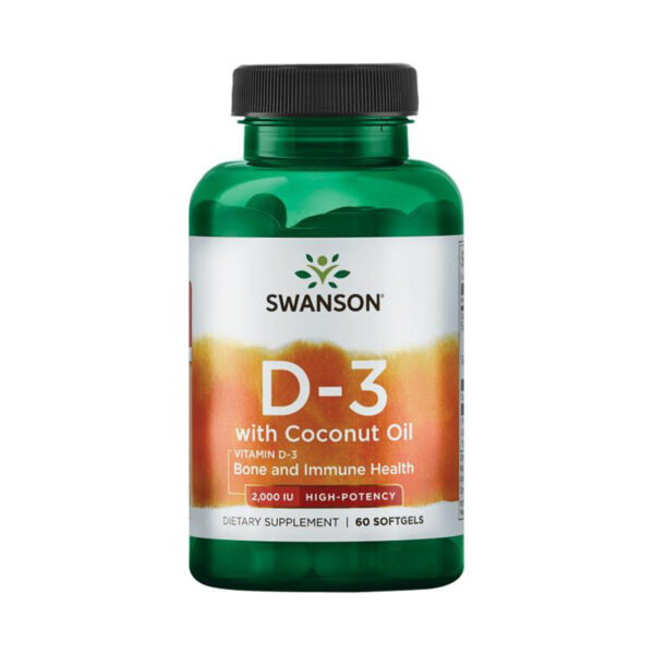 SWANSON D3 vitamiin 2000IU kookosoli 60 kapslit 2