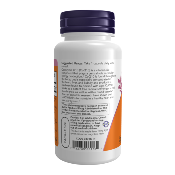 NOW FOODS Koensüüm Q10 200 mg, 60 kapslit pilt 3