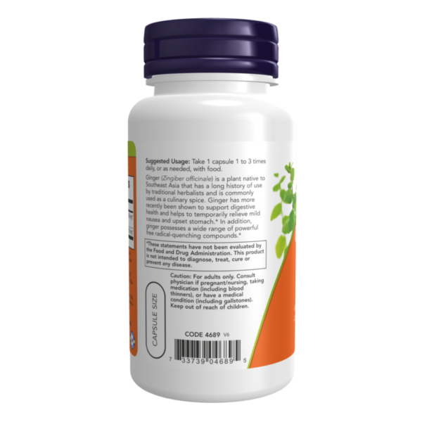 NOW FOODS Ingverijuure ekstrakt 250mg, 60 kapslit 2