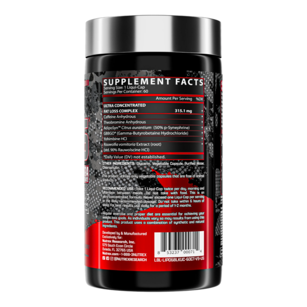 NUTREX LIPO-6 Black UC, Tugev termogeenne rasvapõletaja, 60 kapslit