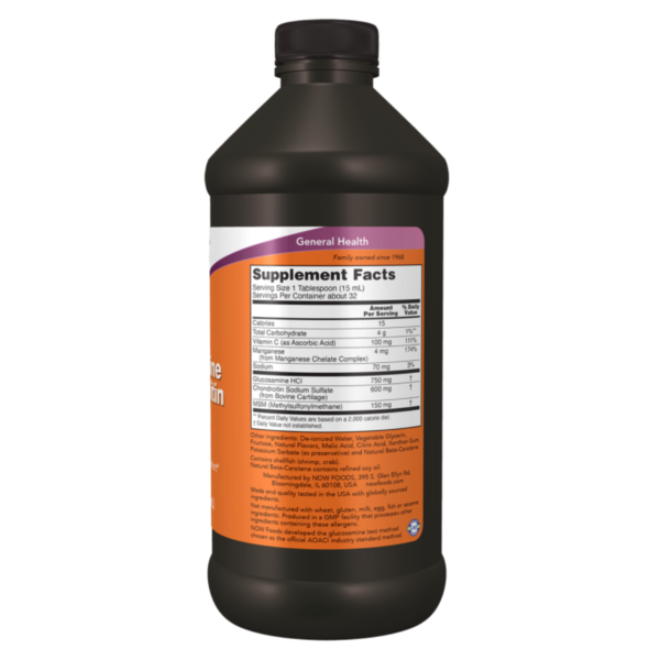 NOW FOODS Vedel glukosamiin kondroitiini MSM 473ml liigestele