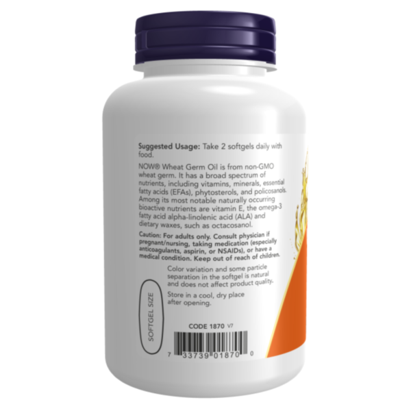 NOW FOODS Wheat Germ Oil, Nisuiduõli 1130mg, 100 geelkapslit naha tervis