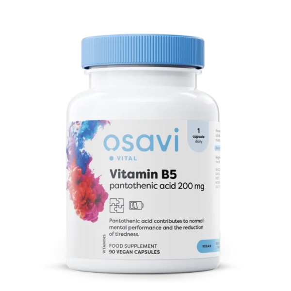 OSAVI B5-vitamiin 200 mg pantoteenhape 90 vegan kapslit