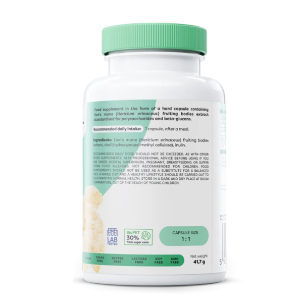 OSAVI Lion`s Mane Lõvilakk 600mg, 60 vegan kapslit 2