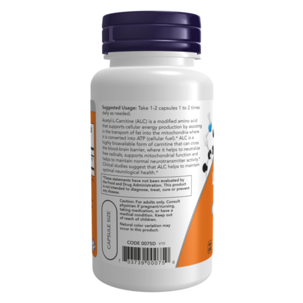 NOW FOODS Acetyl-L-Carnitine 500 mg – Atsetüül-L-karnitiin, 50 kapslit 3