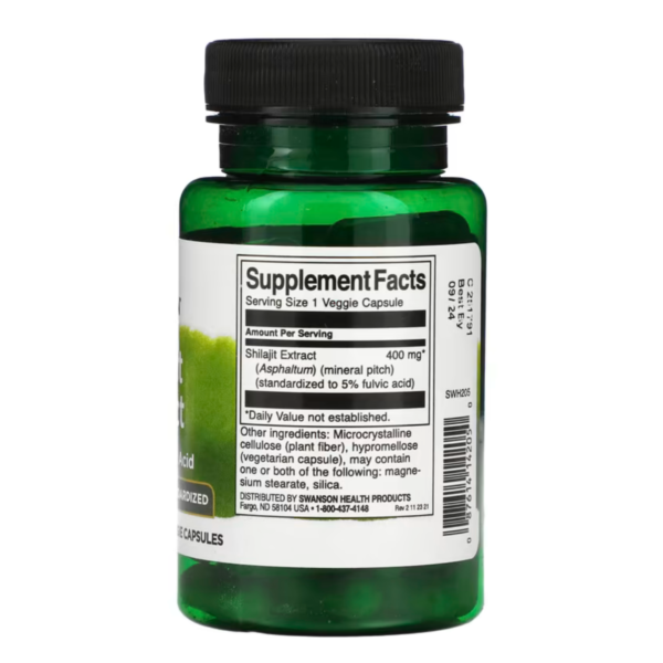 SWANSON Shilajit Extract, 400mg - Shilajit (Mumio) ekstrakt, 60 kapslit 2