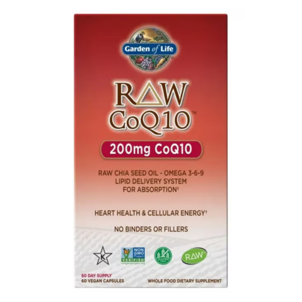 GARDEN OF LIFE Raw CoQ10 200mg - Puhas CoQ10 kompleks, 60 taimset kapslit 1