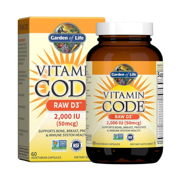GARDEN OF LIFE Vitamin Code Raw D3 2000 IU – D3-vitamiin probiootikumide ja ensüümidega, 60 taimset kapslit 2