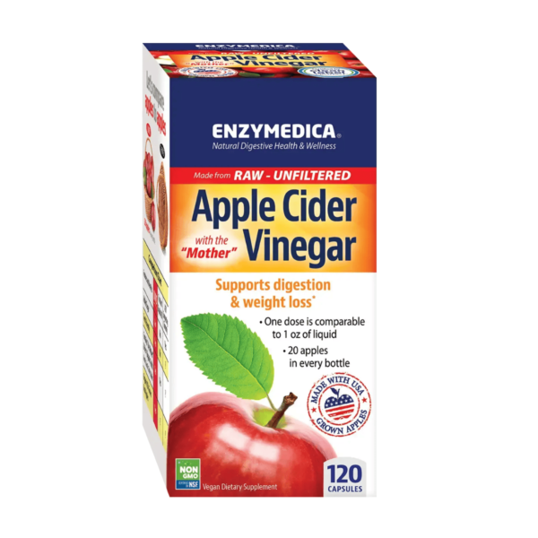 ENZYMEDICA Apple Cider Vinegar - Looduslik Õunasiidriäädikas, 120 kapslit